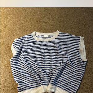 Chic Blue and White Striped Women's Cardigan